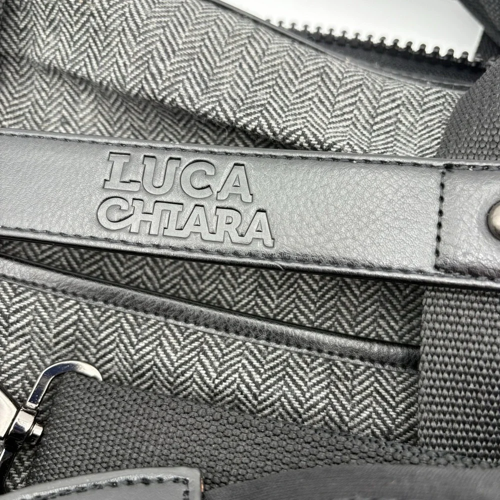 Luca‎ Chaira Vegan Leather Black Houndstooth NFL Duffel Bag Weekender Rare